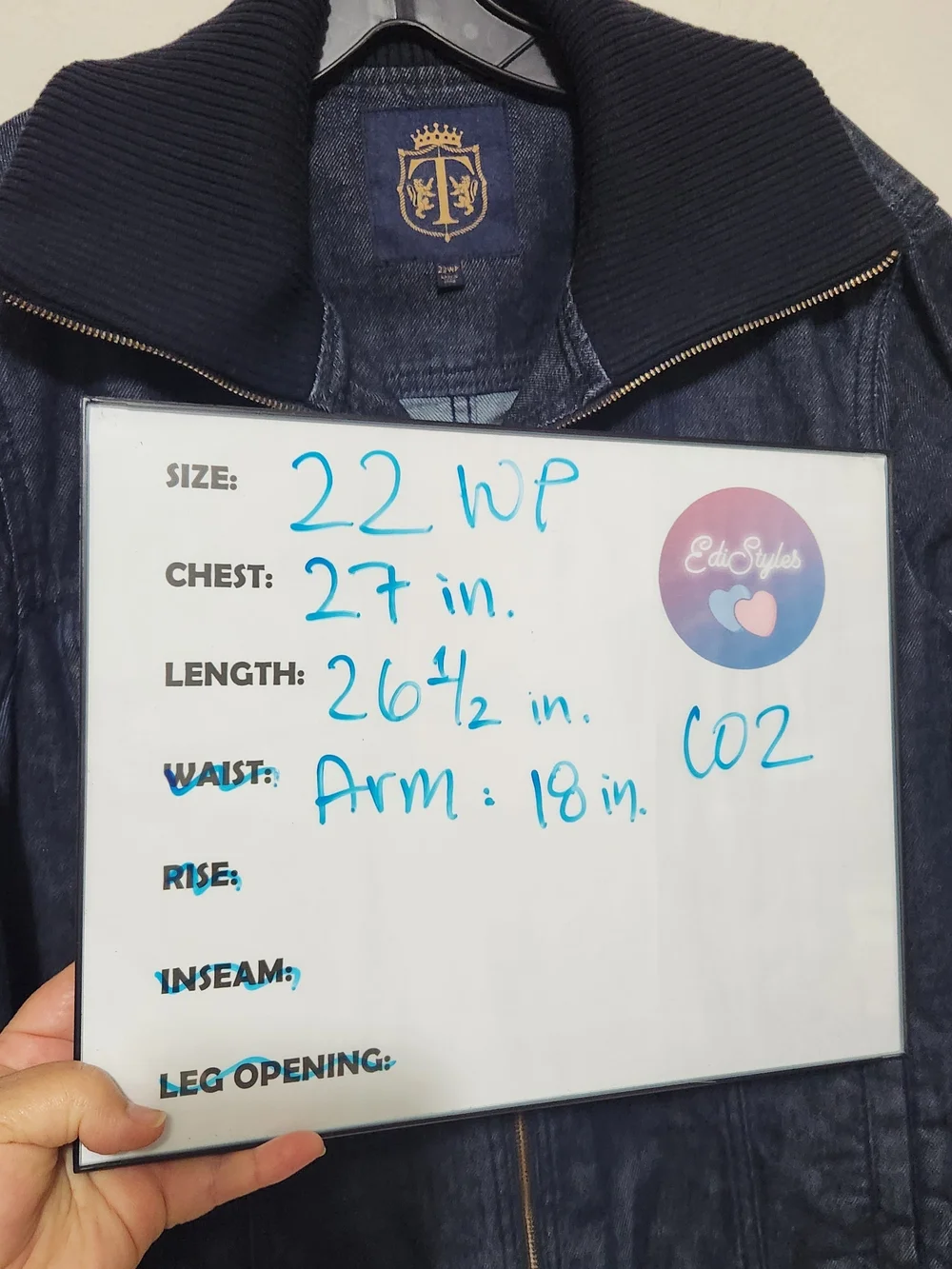 Denim Knit Jacket Sweater Collar Full-Zip Front Pockets Gorpcore-adjacent 22 WP